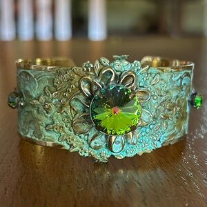 Elaine Coyne Brass Aurora Borealis Cuff Bracelet